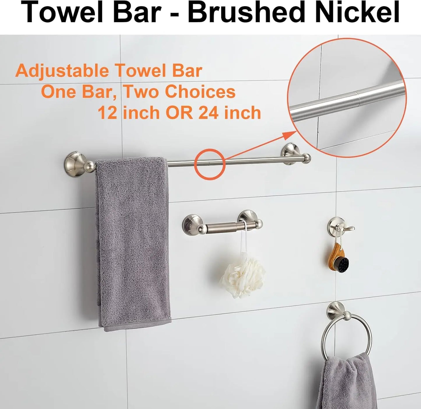 Adjustable Expandable Towel Bar Set Wall Mounted Bathroom Hardware