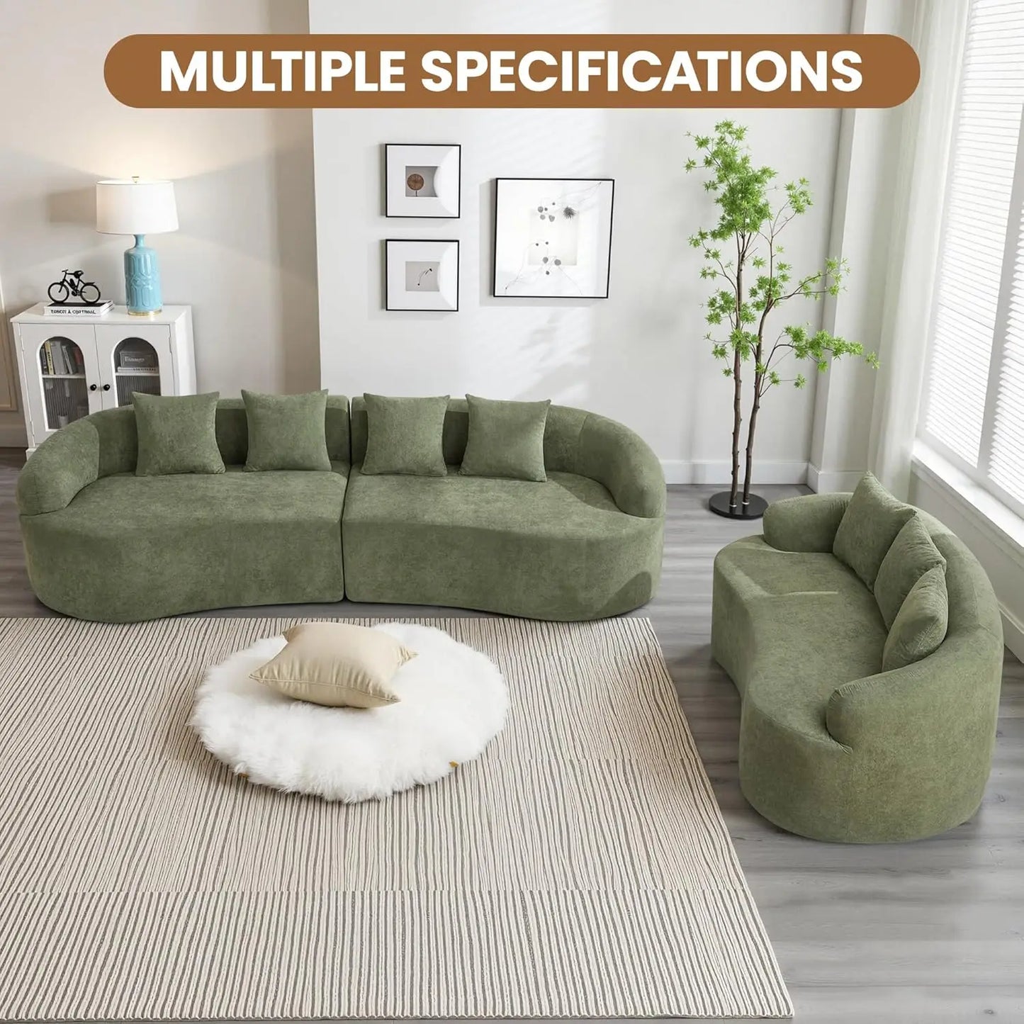Modern Oversized Curved Cloud Chenille Sofa Sectional