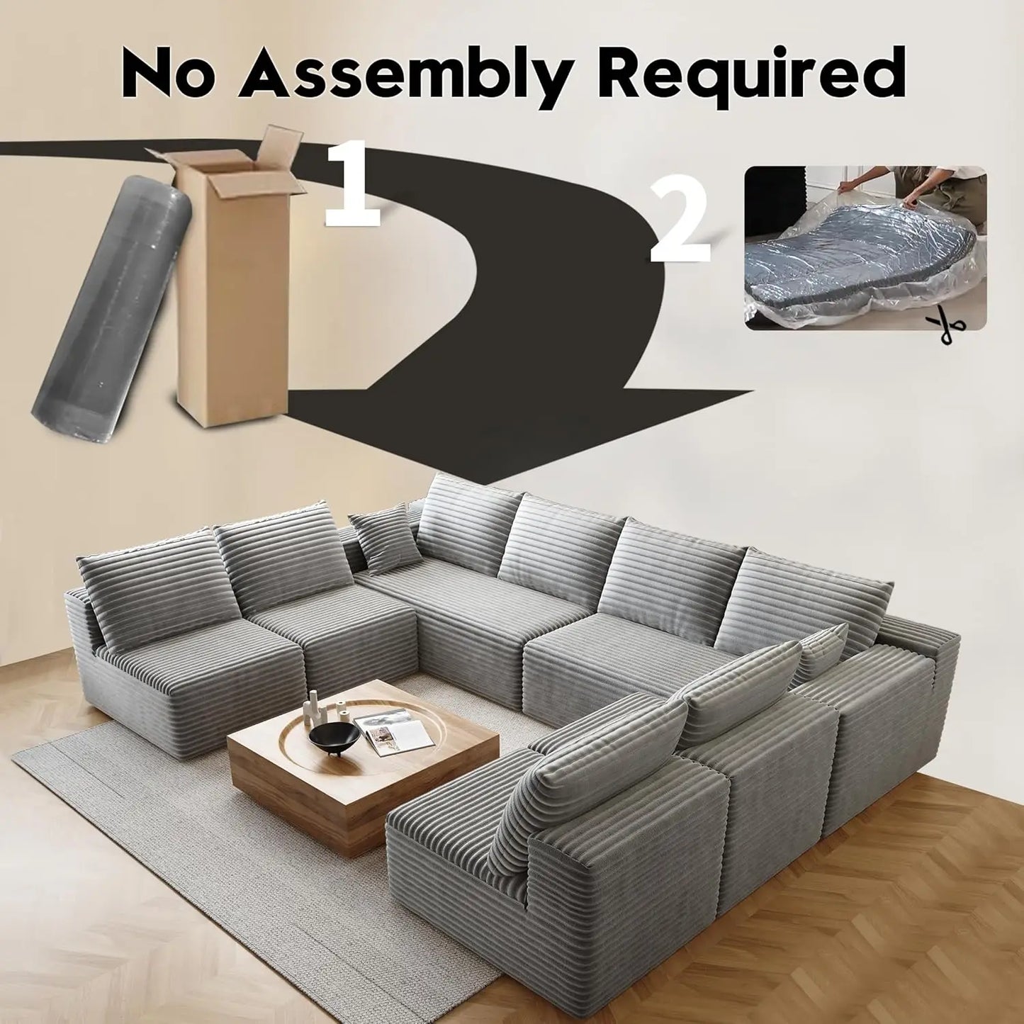 YQXHCN Cloud Module Sofa Set Velvet Corduroy Modular