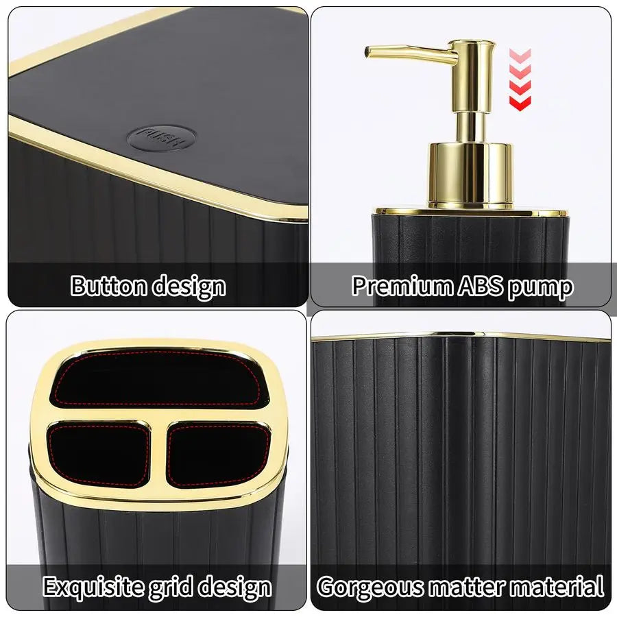 Bathroom Accessories Set With Toilet Brush And Trash Can