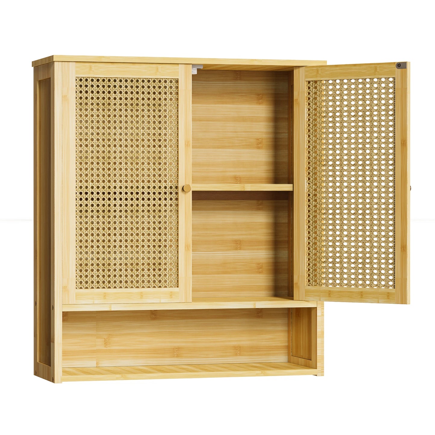 Wisfor Bamboo Wall Mounted Bathroom Cabinet Storage Organizer Medicine Cabinet