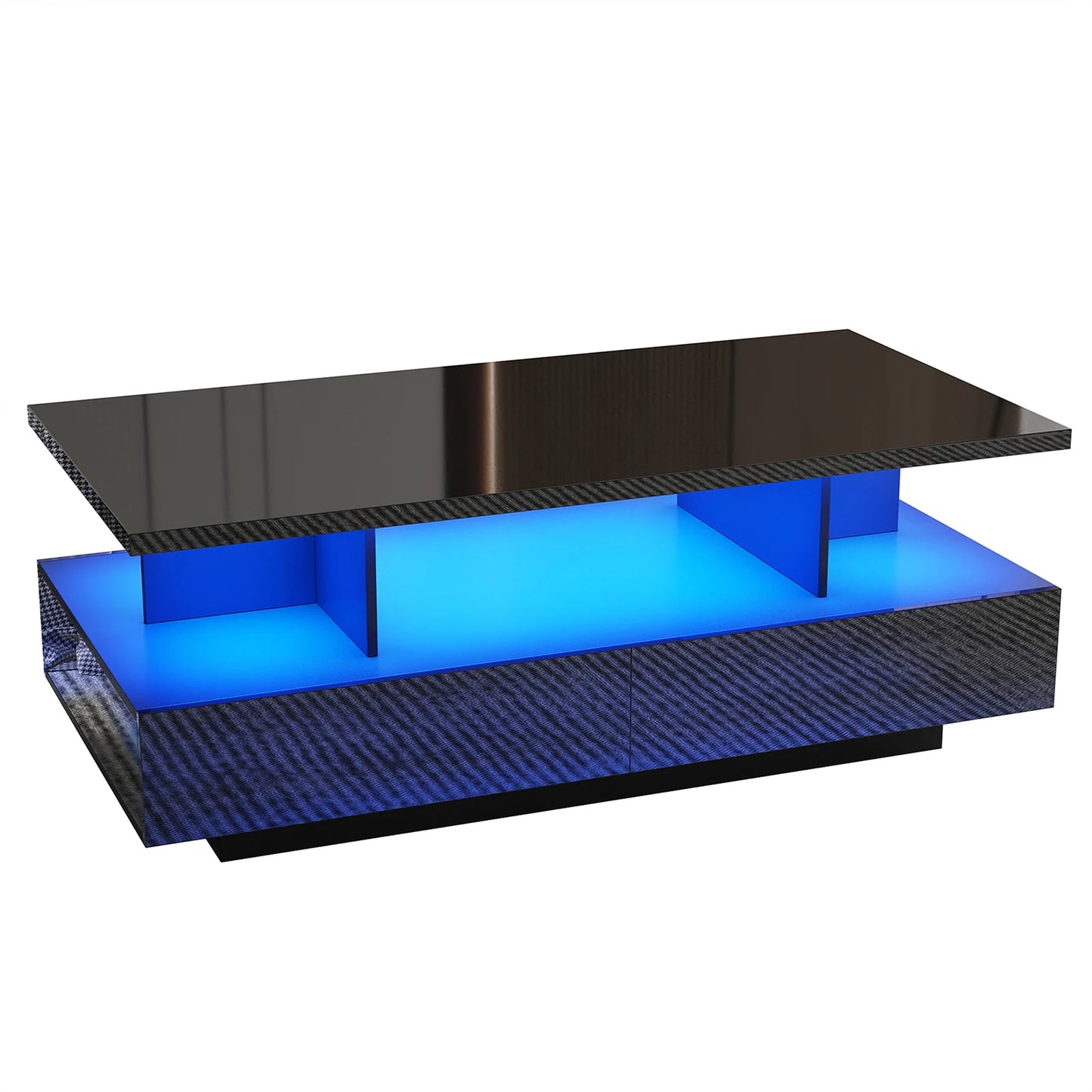 QiaoShiRen Modern LED Coffee Table With Two Storage Drawers