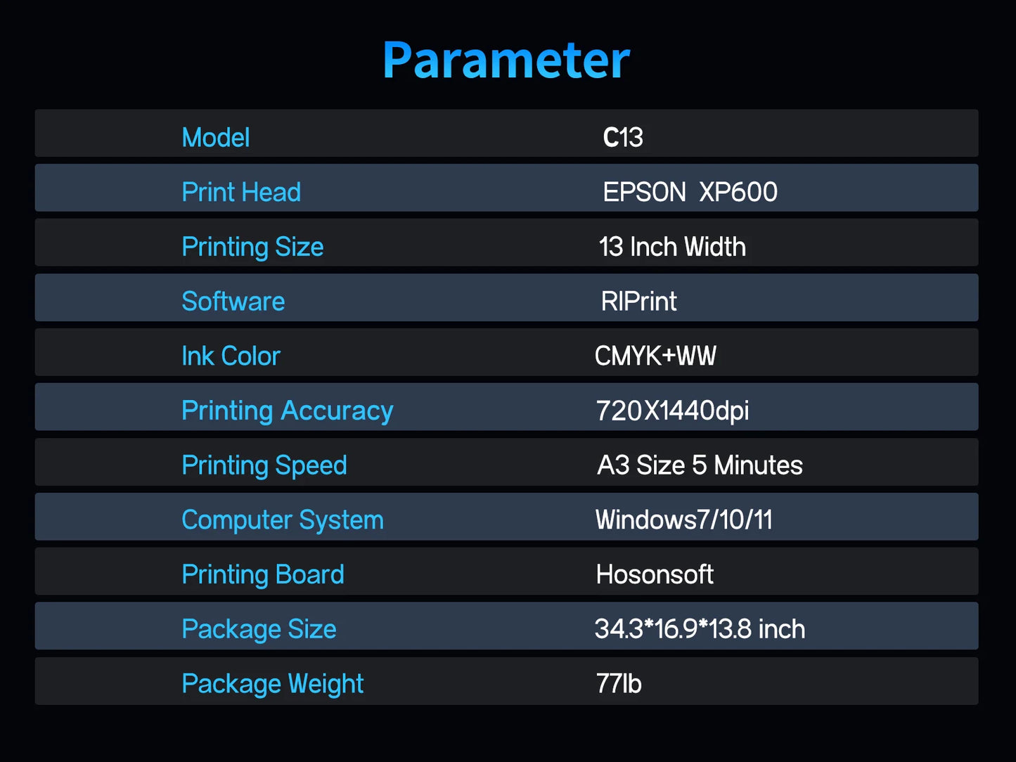 OLOEY A3 DTF Printer XP600 High Speed T Shirt Printing