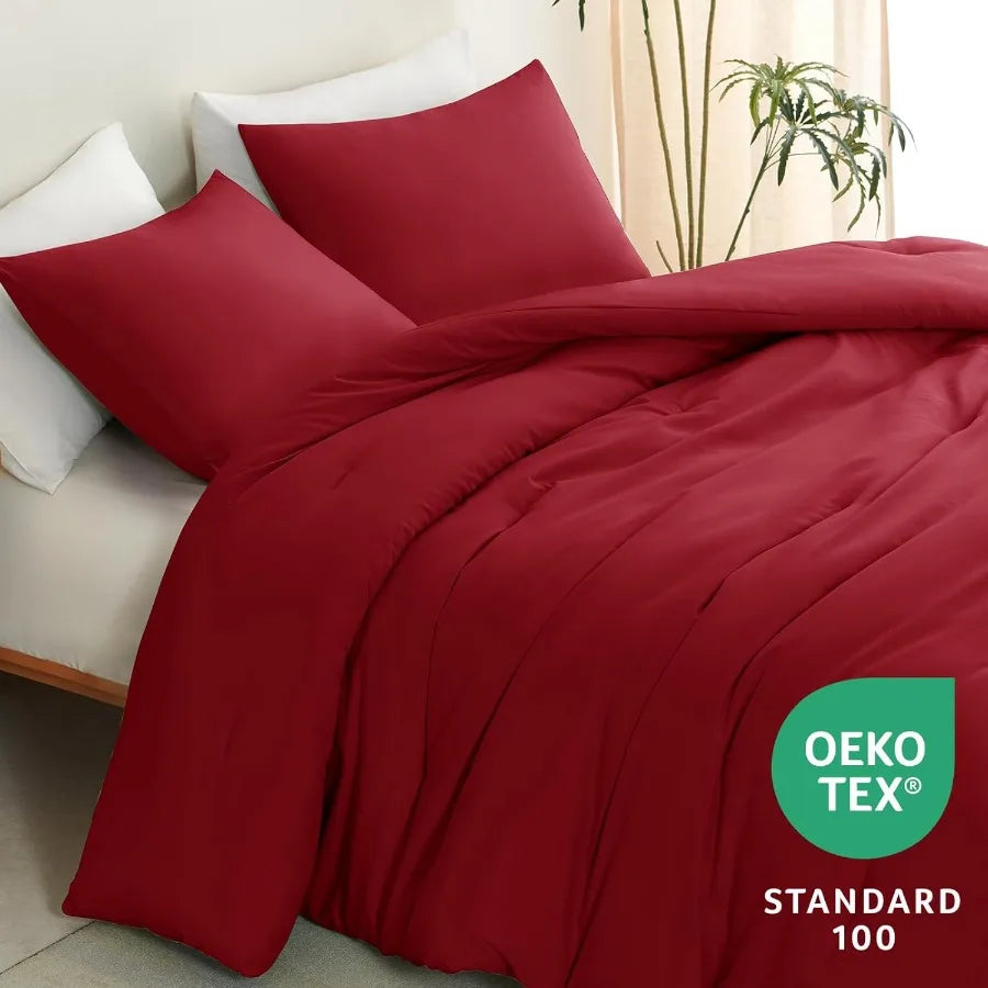Comforter Set 3 Piece Fleece Quilted Breathable Bedding