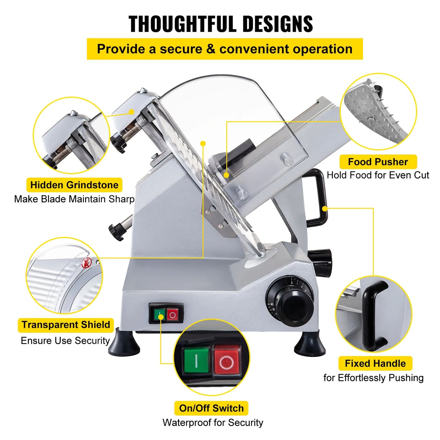 SucceBuy 320W Commercial Meat Slicer For Deli Cheese