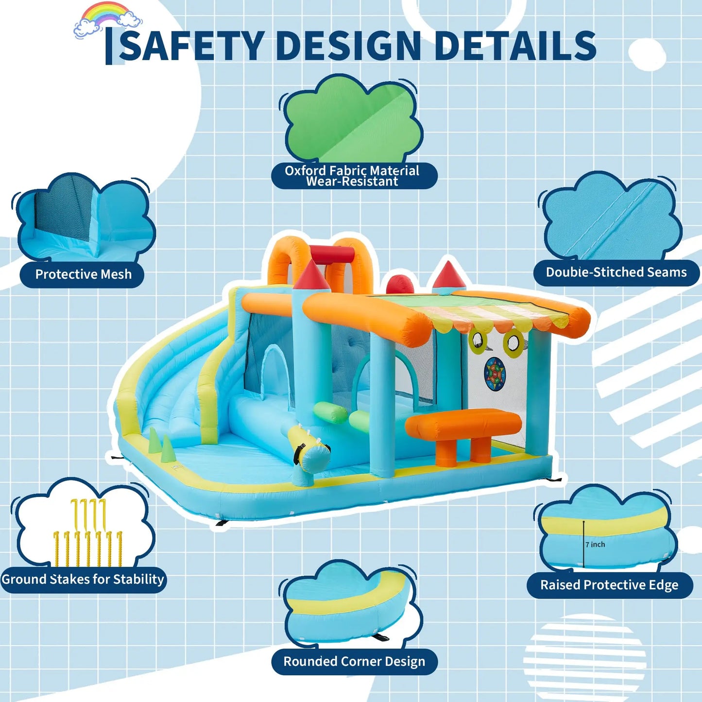 HiMISS 12-In-1 Inflatable Bounce House Water Slide Backyard