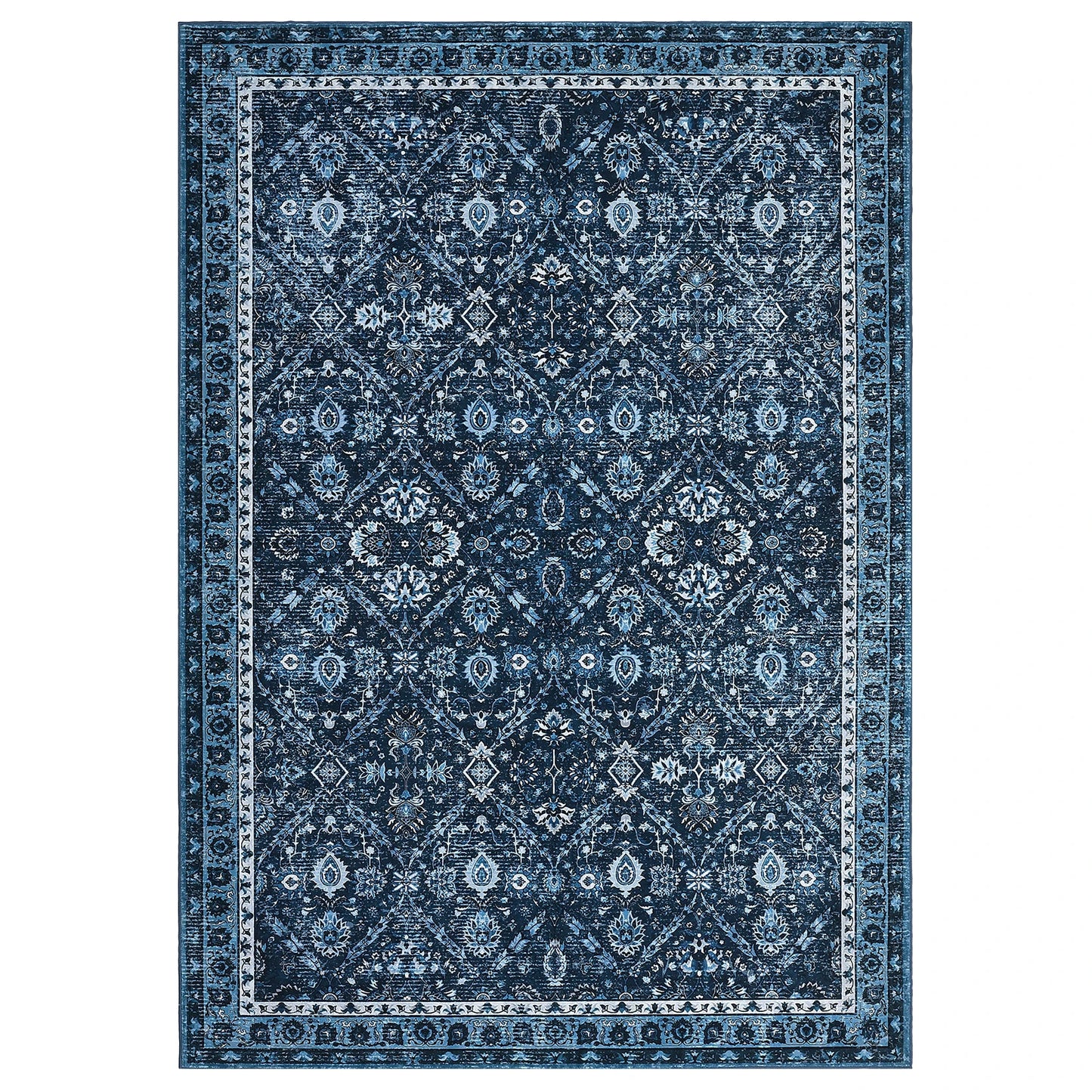 Machine Washable Non Slip Low Pile Moroccan Trellis Rug Stain Resistant