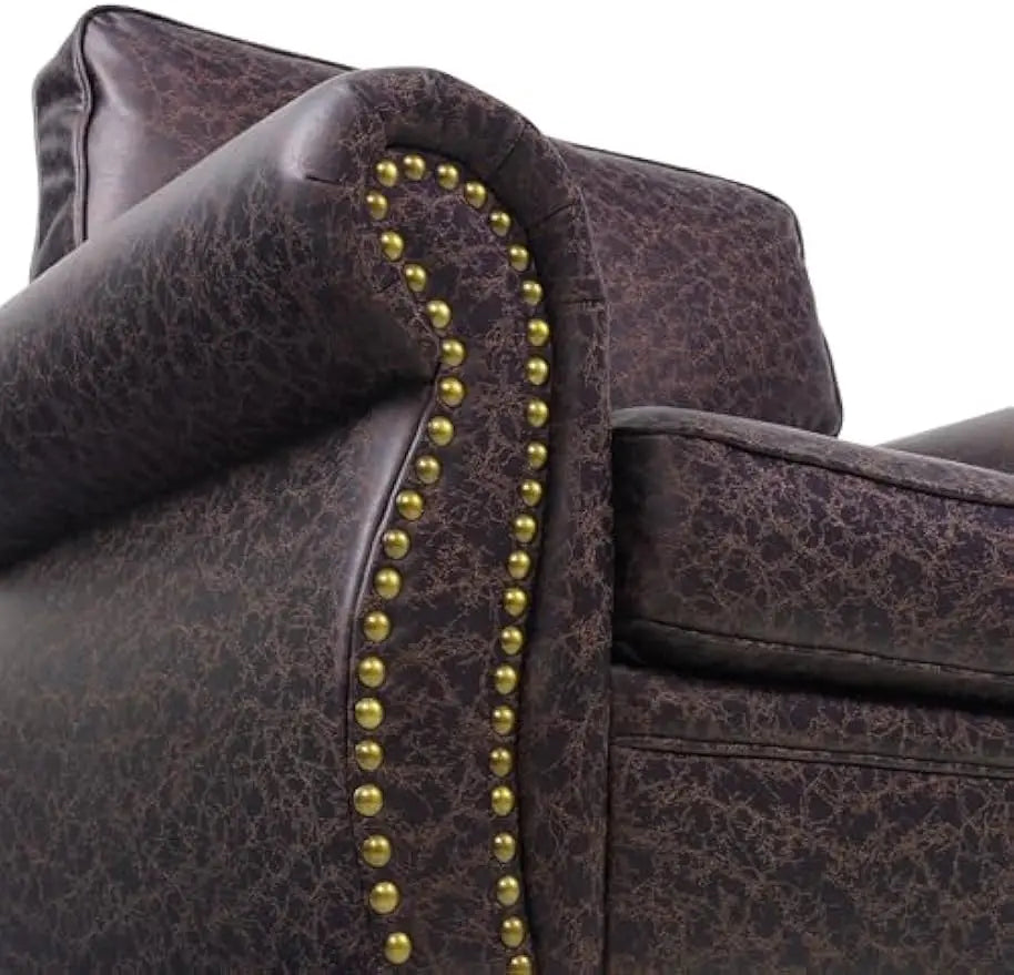 Mid-Century Vintage Sofa Set With Rivet Design For Living Room