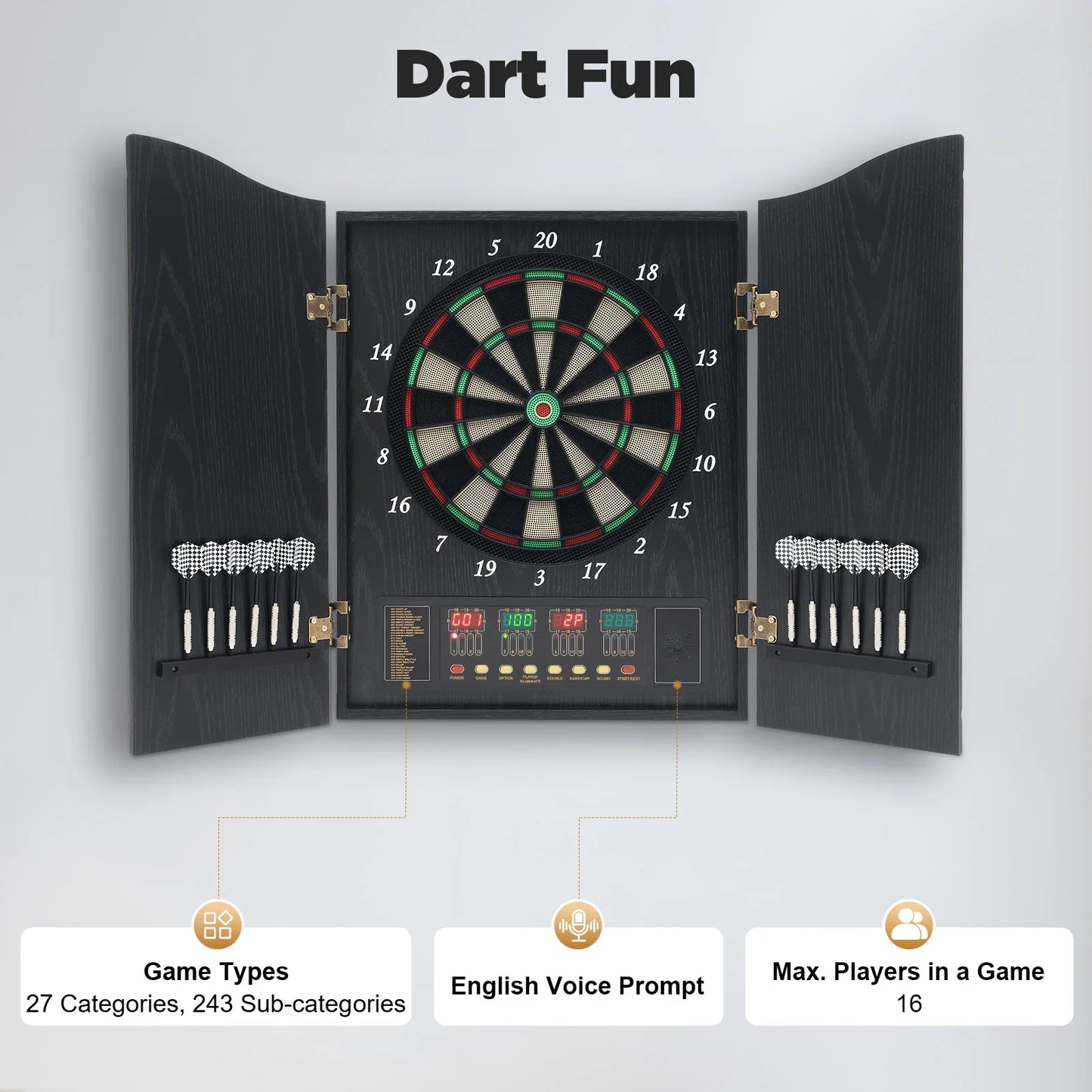 NONED Electronic Dartboard Set With 4 LED Displays
