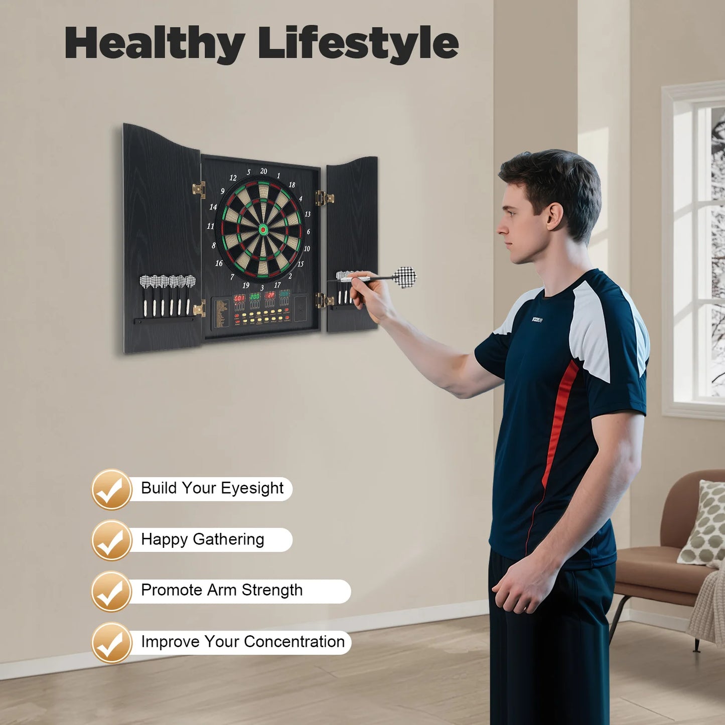 NONED Electronic Dartboard Set With 4 LED Displays