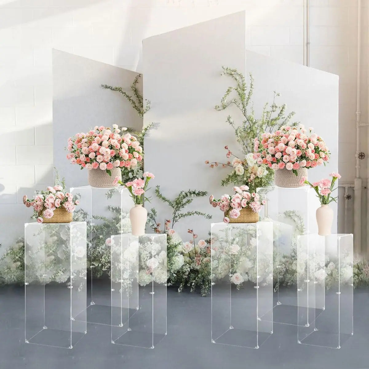 Six Piece Acrylic Pedestal Stand Display Clear Lucite For Parties