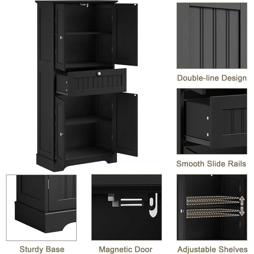 RBXC Tall Bathroom Floor Cabinet With Drawer And Shelves