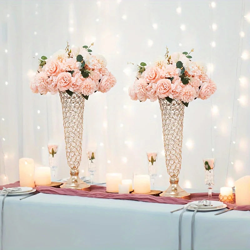 Metal Centerpiece Vases Pair For Modern Home Decor