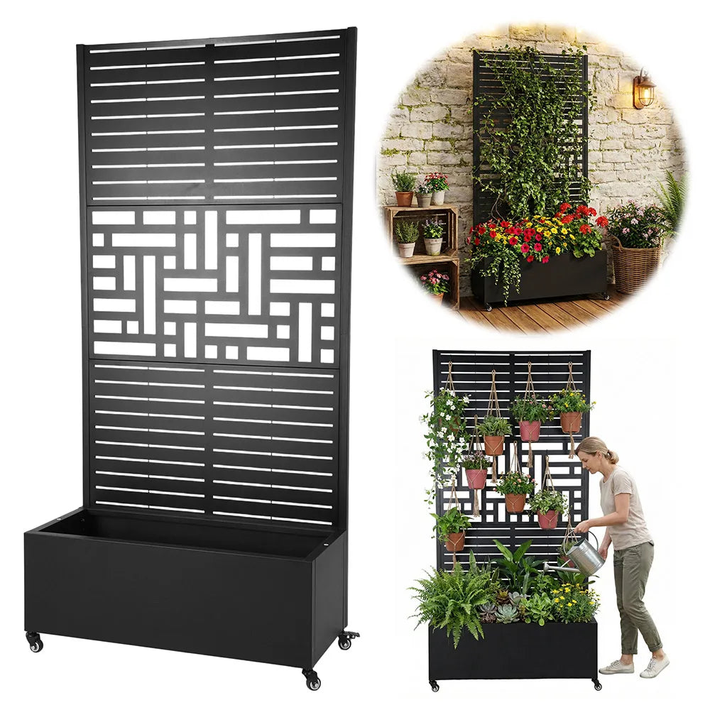 Plant Box with Metal Trellis Outdoor Raised Planter Box Privacy Screen Raised Garden Bed Privacy Planters for Patio Planter Box