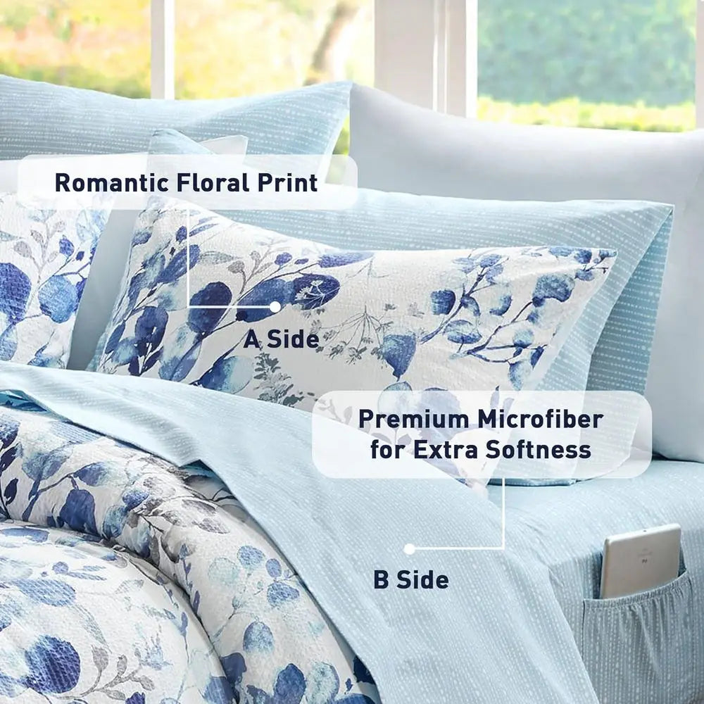 Seersucker Botanical Comforter Set Bed In A Bag Cotton Bedding