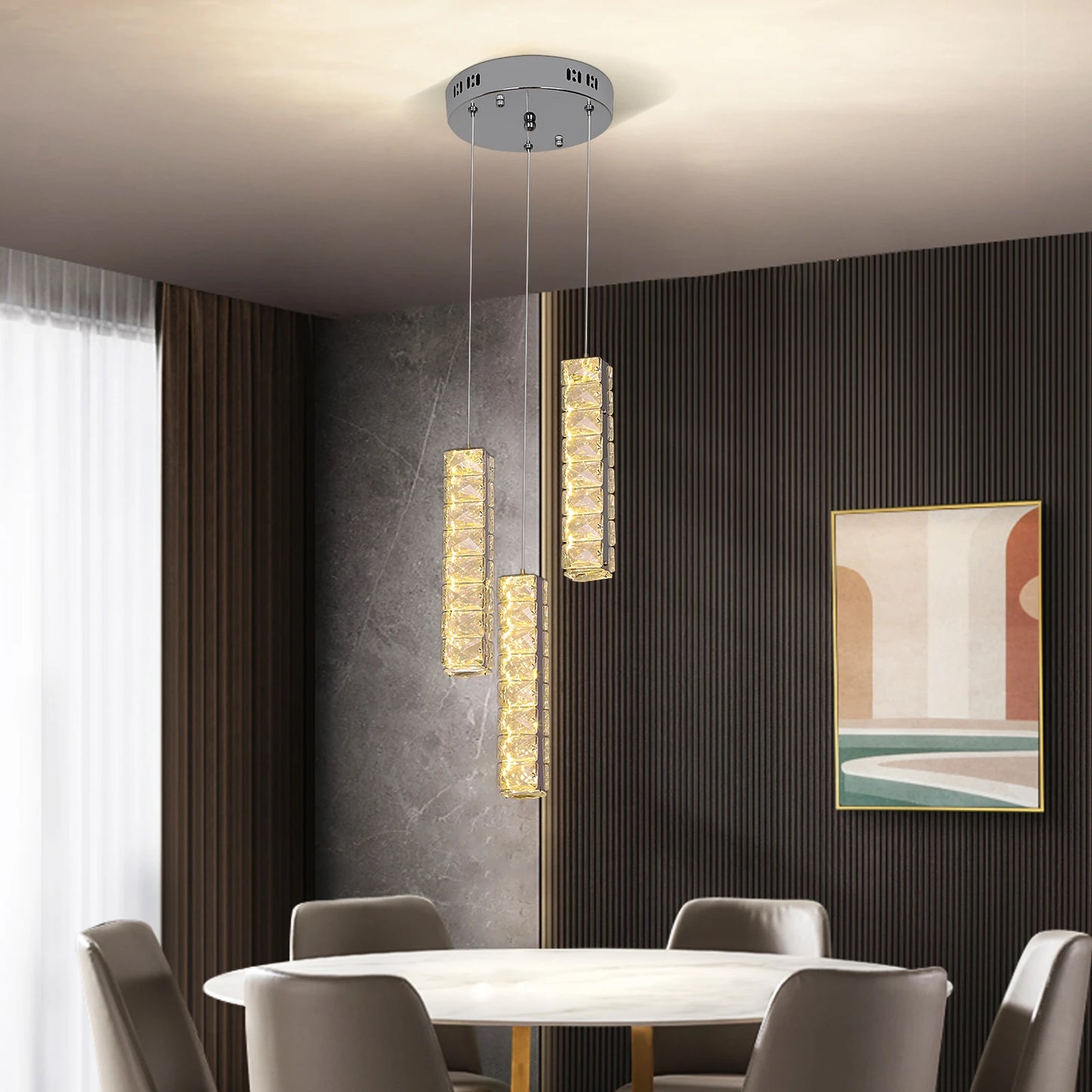 VETRULUS Nordic Crystal LED Pendant Lamp for Living Room