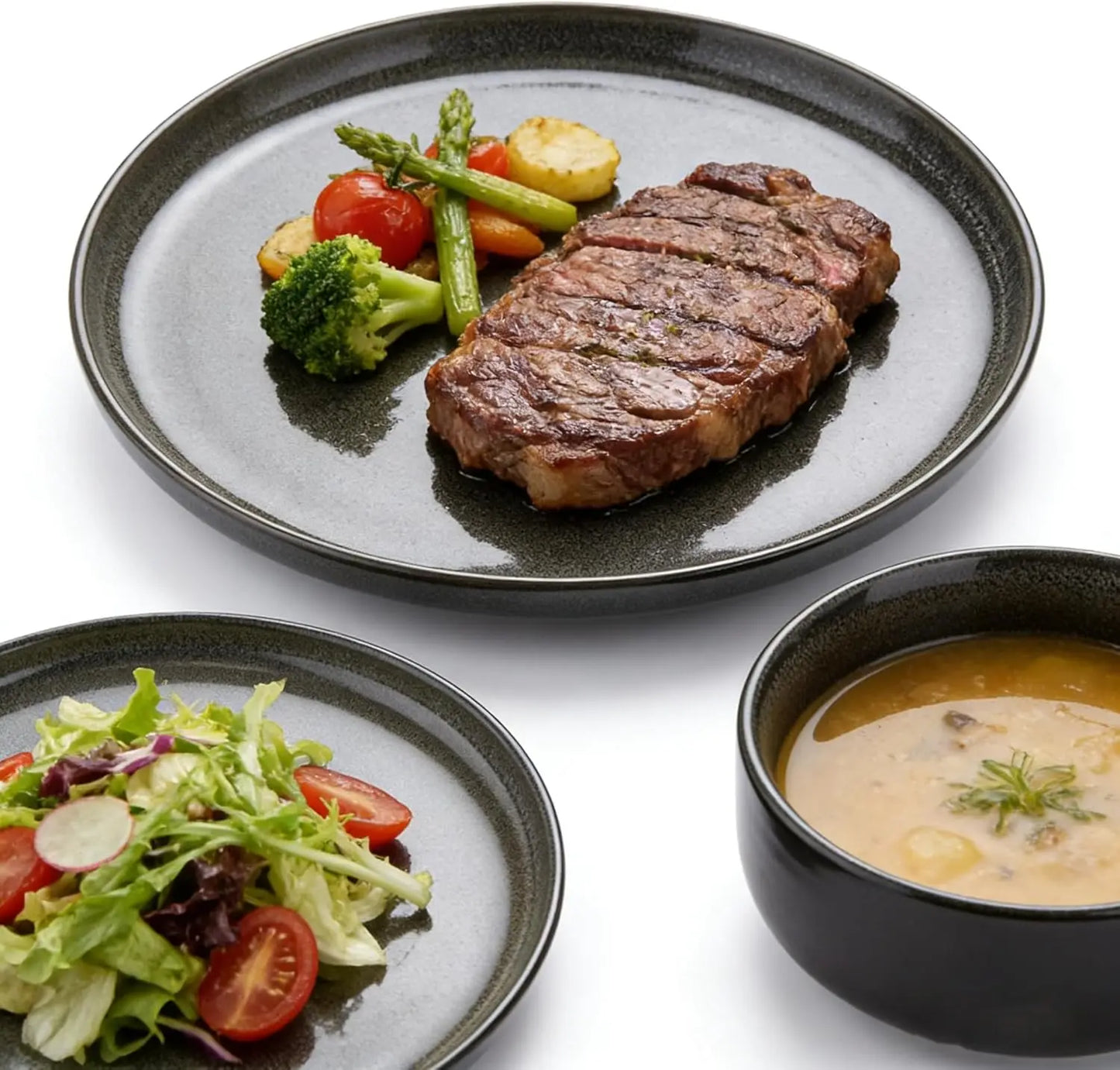 Plates and Bowls Sets,12 Pieces Round Porcelain Dinnerware Sets,Dishes, Plates, Dishware Sets,Chip Resistant Ceramic Dis