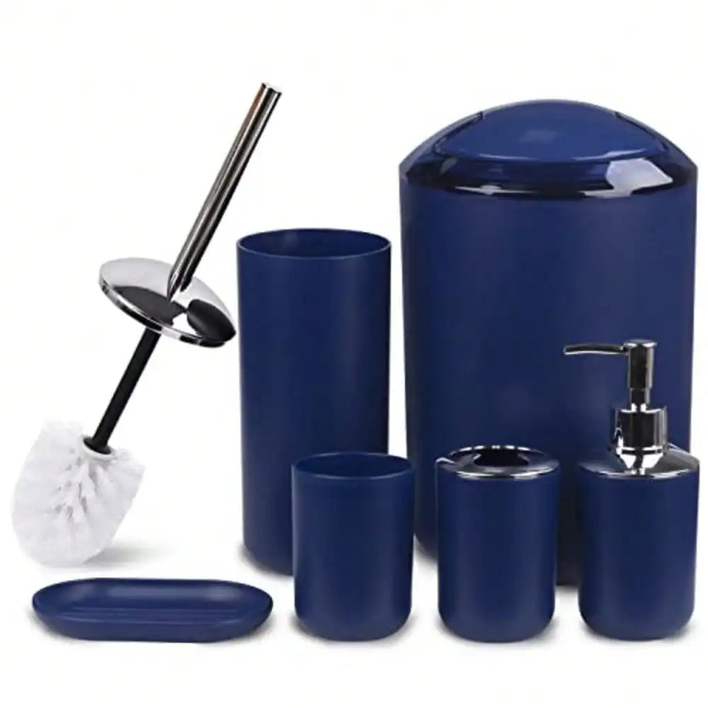 Six-Piece Bathroom Accessories Set With Soap Dispenser Toothbrush Holder Cup