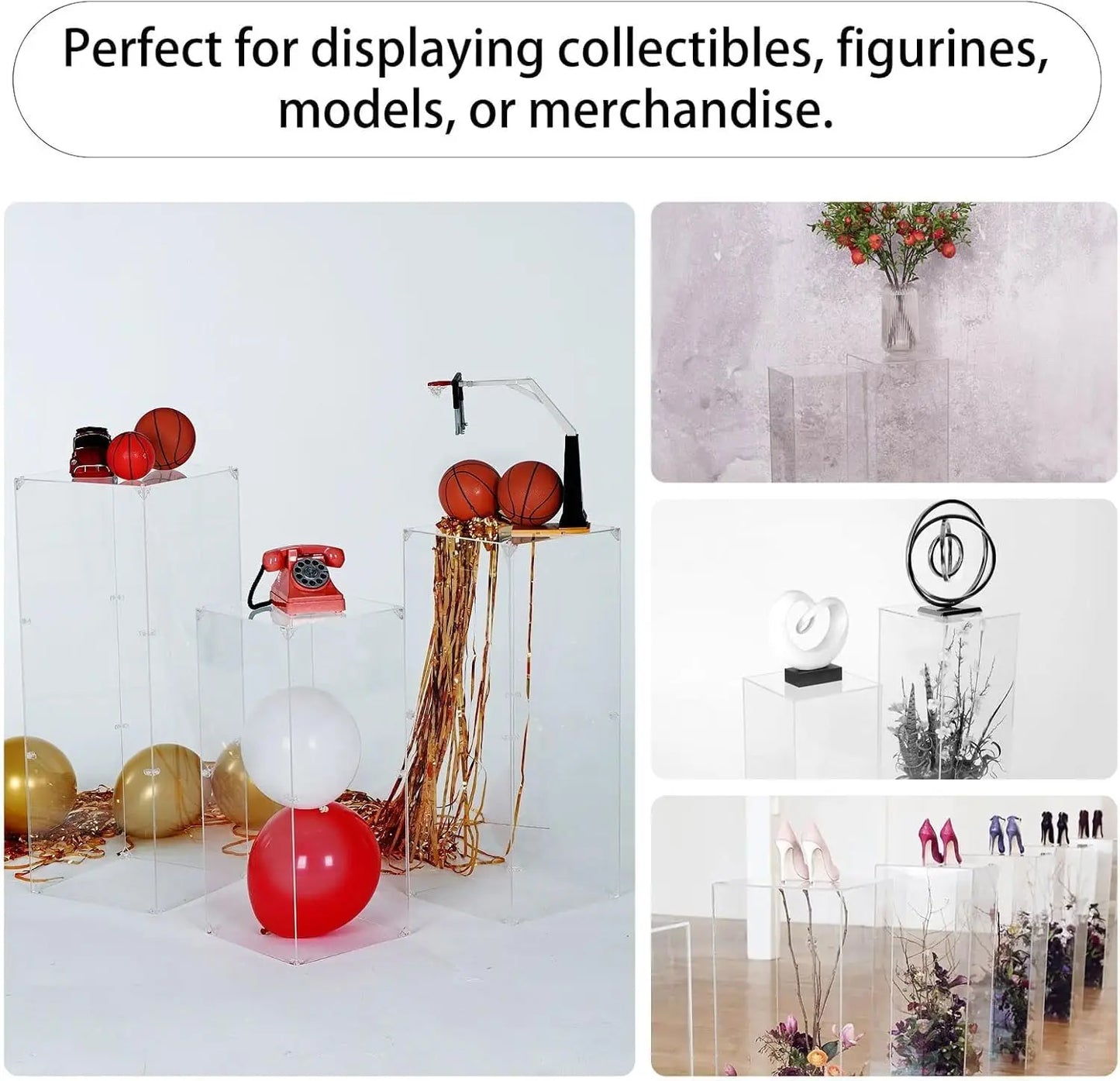 Six Piece Acrylic Pedestal Stand Display Clear Lucite For Parties
