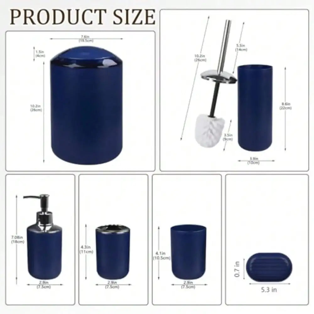 Six-Piece Bathroom Accessories Set With Soap Dispenser Toothbrush Holder Cup