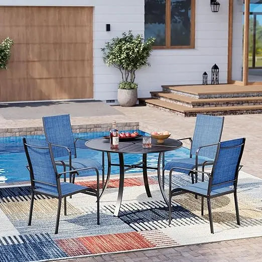 All-Weather Rattan Patio Dining Set With Wood Table And Removable Cushions