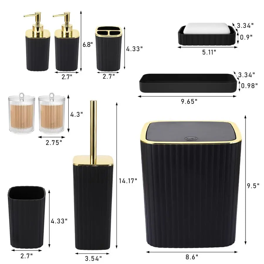 Bathroom Accessories Set With Toilet Brush And Trash Can