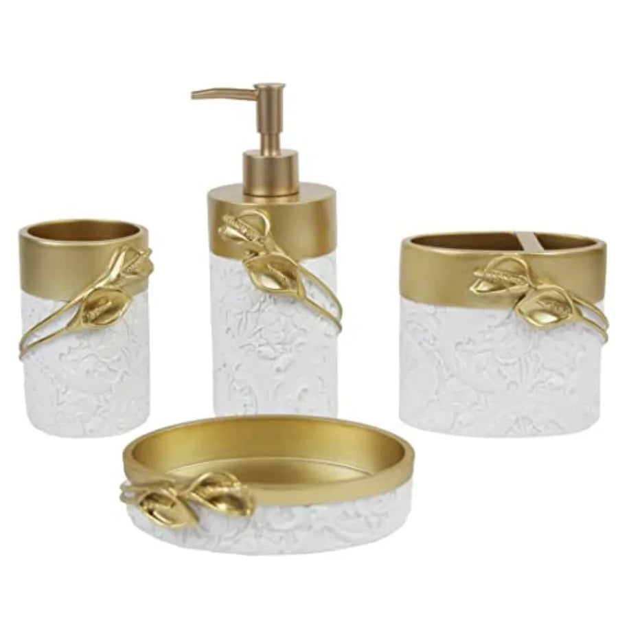 Farmhouse Resin Bathroom Set 4-Piece Toothbrush Holder