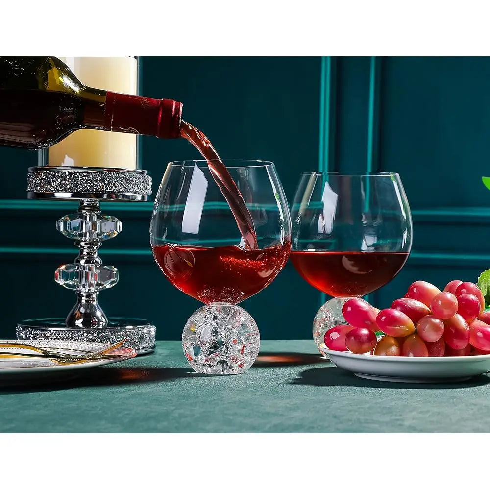 20Oz Crystal Wine Glasses Set Of 4 With Ball Base - Gift For Wine Tasting, Anniversary, Birthday - Large Unique Glasses For Red