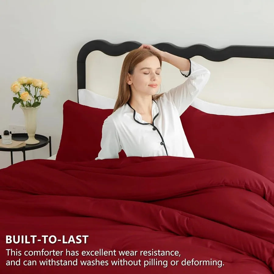 Comforter Set 3 Piece Fleece Quilted Breathable Bedding