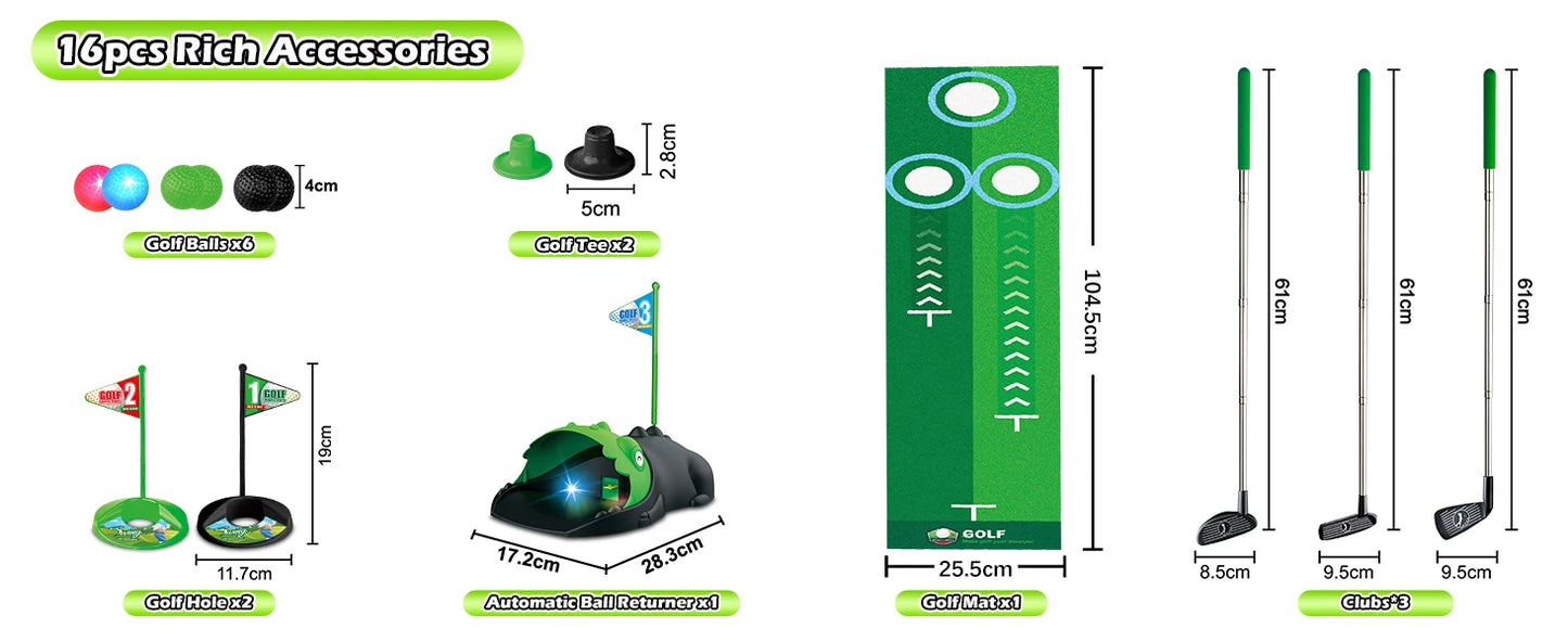 VATOS Kids Mini Golf Set Auto Return Night Light Glow