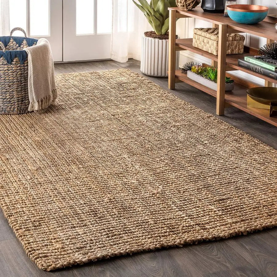 Hand Woven Jute Indoor Area Rug Bohemian Rustic Charm