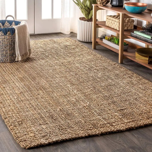 Hand Woven Jute Indoor Area Rug Bohemian Rustic Charm