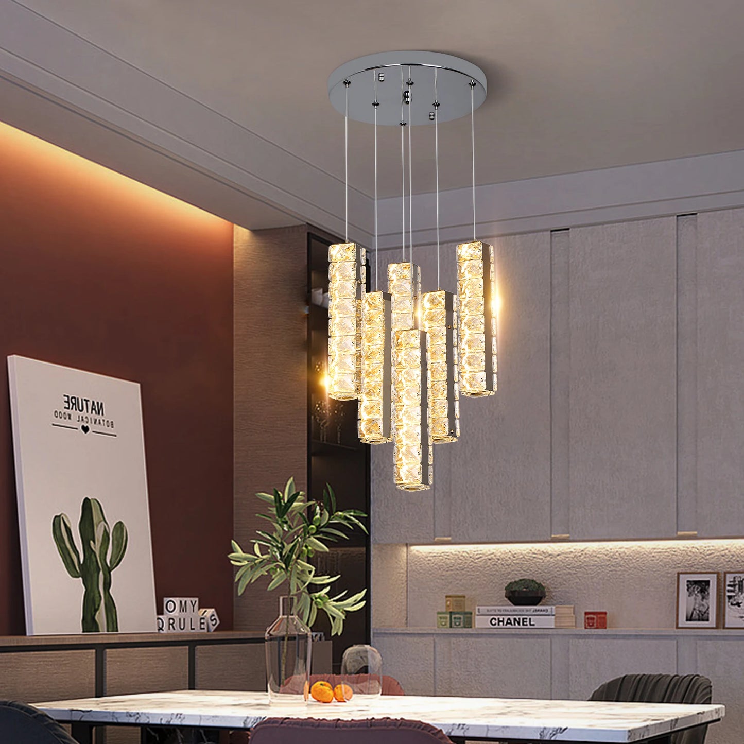 VETRULUS Nordic Crystal LED Pendant Lamp for Living Room