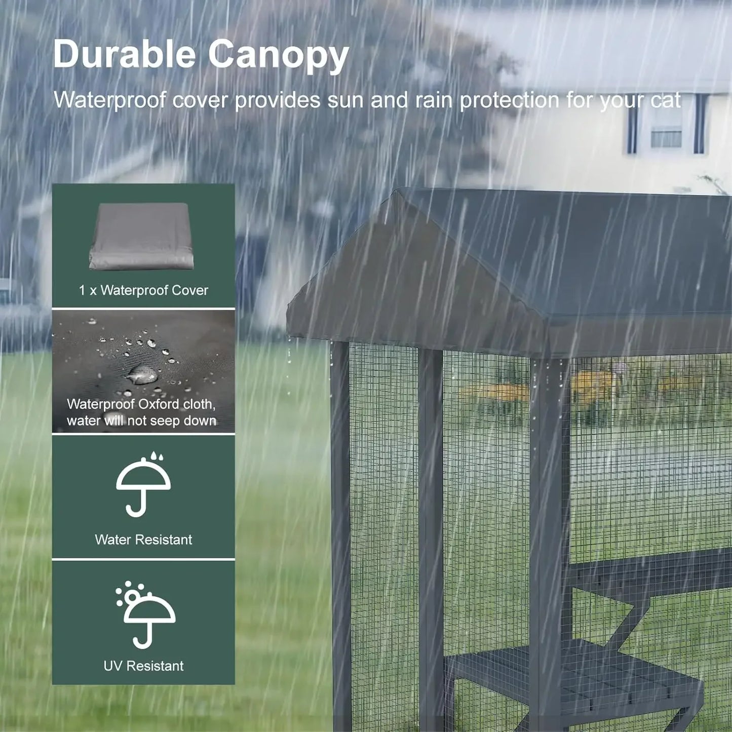 XMSJ Catio Outdoor Cat Enclosure For Multiple Cats Walk-In With Waterproof Roof