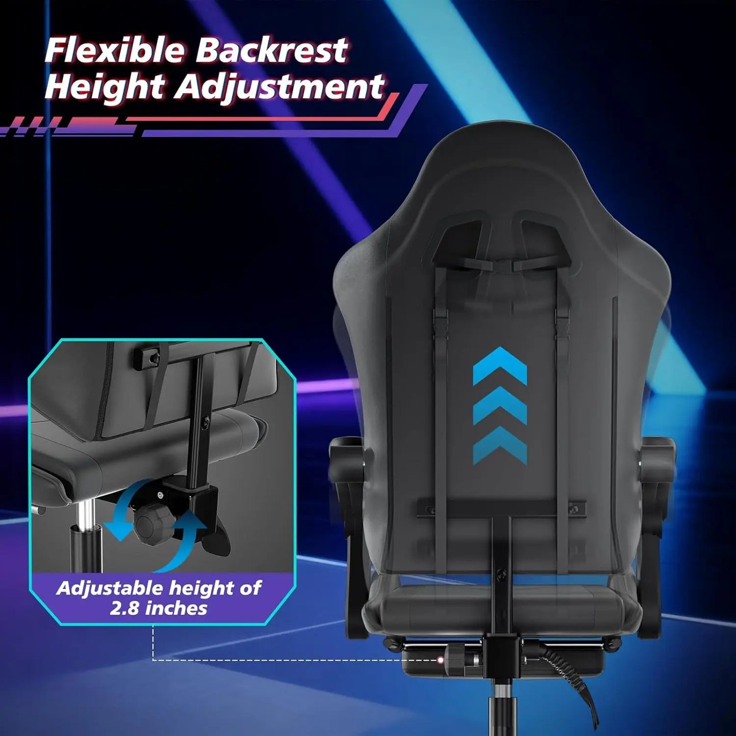 Ergonomic Gaming Chair With Height Adjustable Headrest And Footrest
