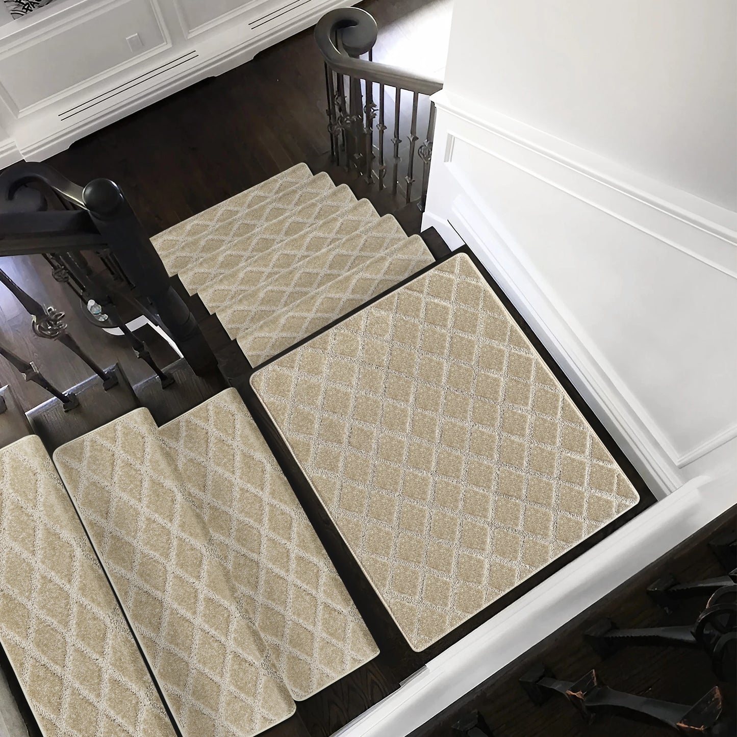 Bullnose Carpet Stair Treads Set Non Slip Premium Soft Washable