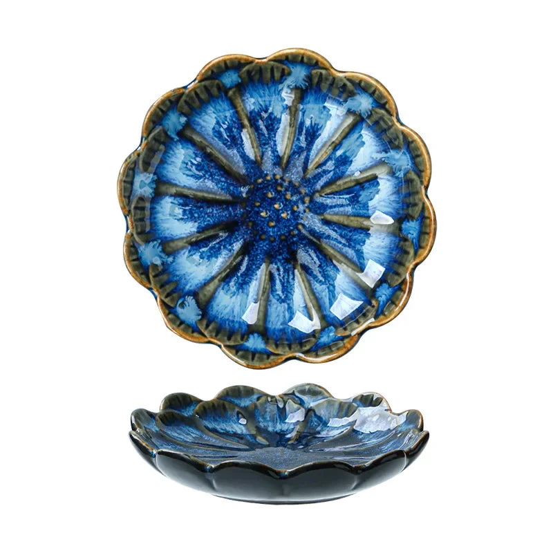 Japanese Ceramic Plate Retro Kiln Glaze Barbecue Mini Dipping Dish Sashimi Sushi Soy Sauce Dishes Home Desktop Snack Plates New