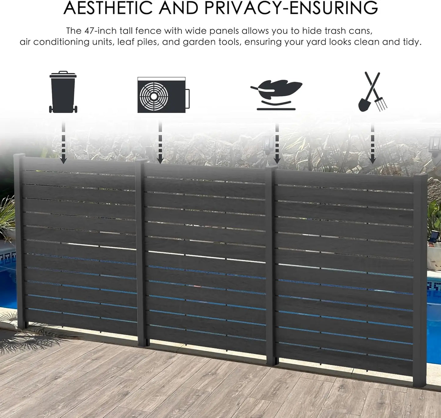 Privacy Screen Fence Panel For Hard Surfaces Aluminum Post Equipment Enclosure