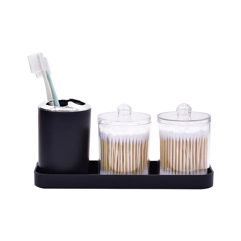 Bathroom Accessories Set 9 Piece Dispenser Toothbrush Holder Trash Can