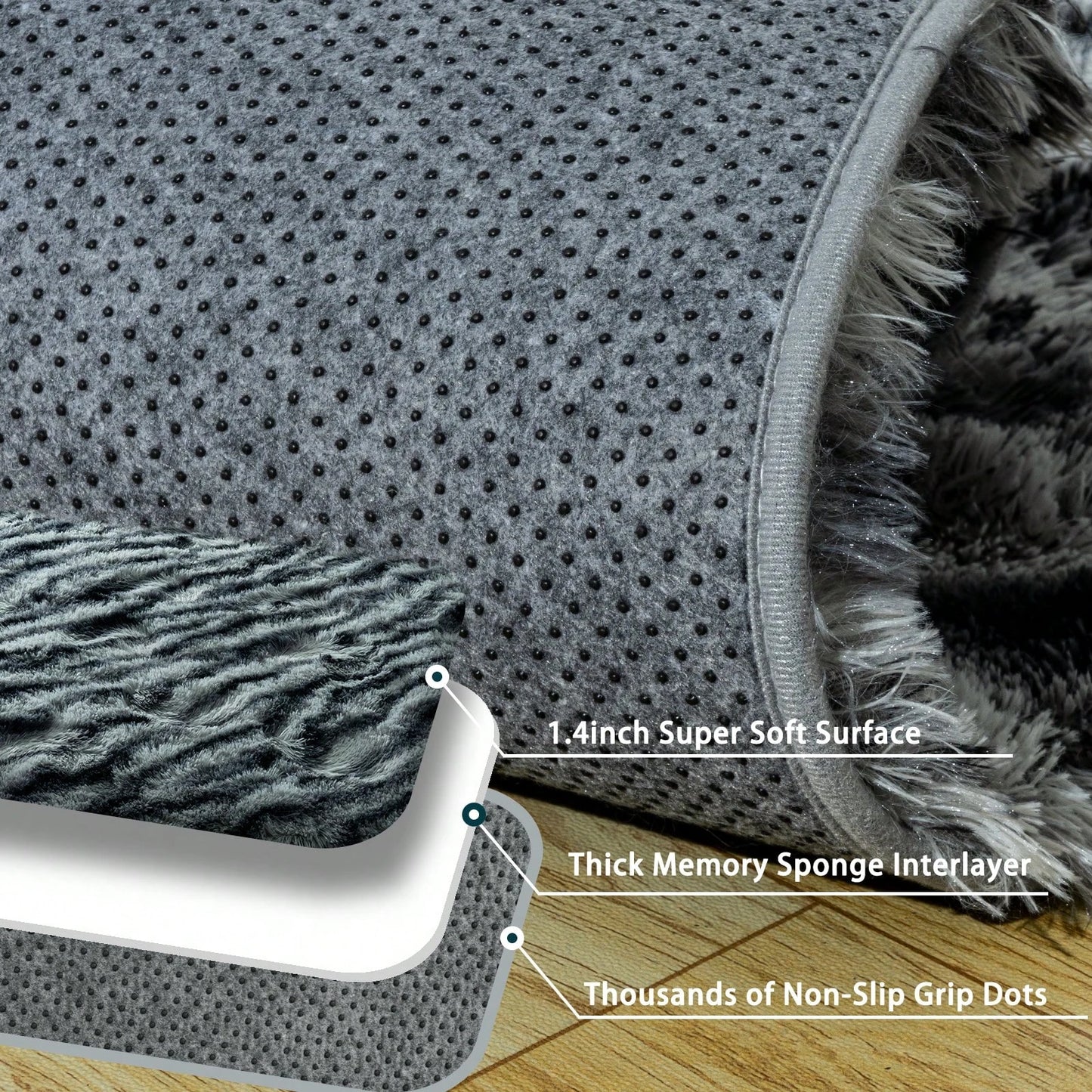 NONEDesign Fluffy Zebra Print Rug Shaggy Plush Indoor Living Room
