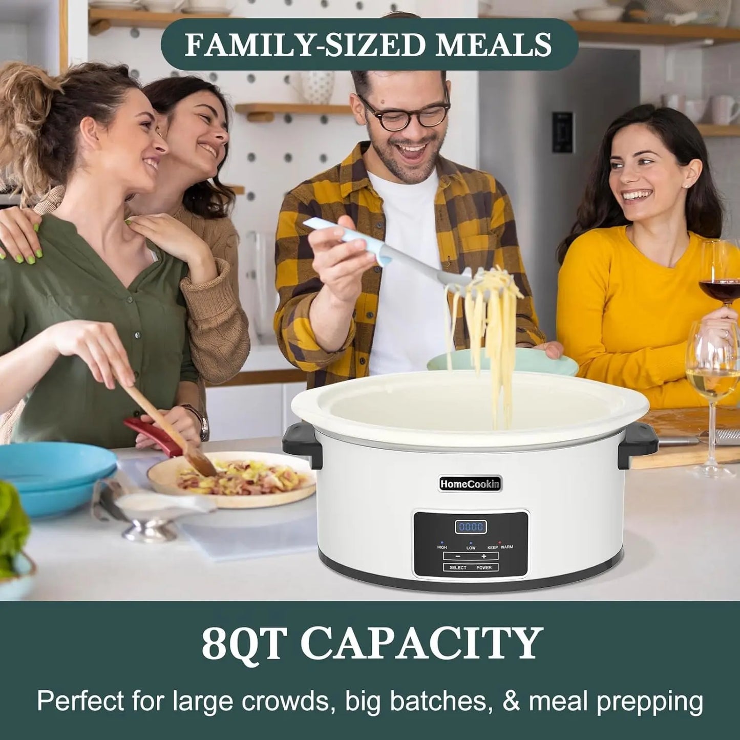 XMSJ Programmable Slow Cooker With Timer And Keep Warm
