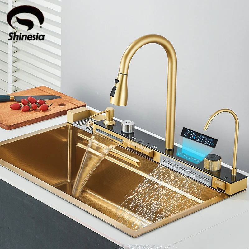 Shinesia Stainless Steel Kitchen Faucet Set With Digital Display