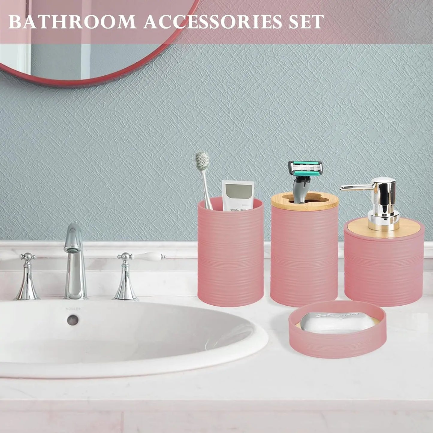Bathroom Accessories Set Soap Dispenser Toothbrush Holder Soap Dish Cup