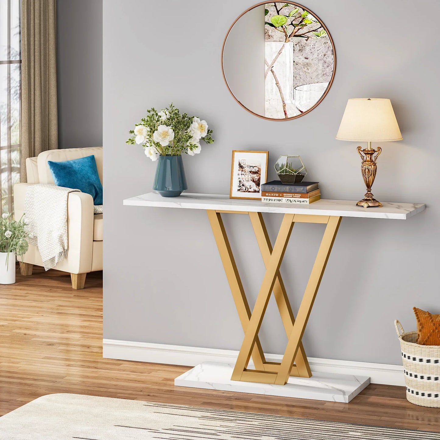 Tribesigns Industrial Console Table for Entryway, Hallway, and Living Room