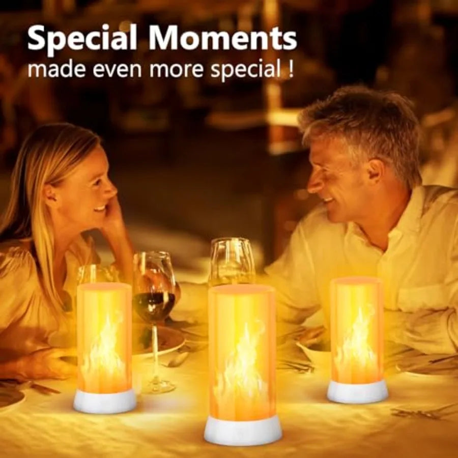 LED Flame Light 2-Pack USB Rechargeable Flameless Candles Remote Timer