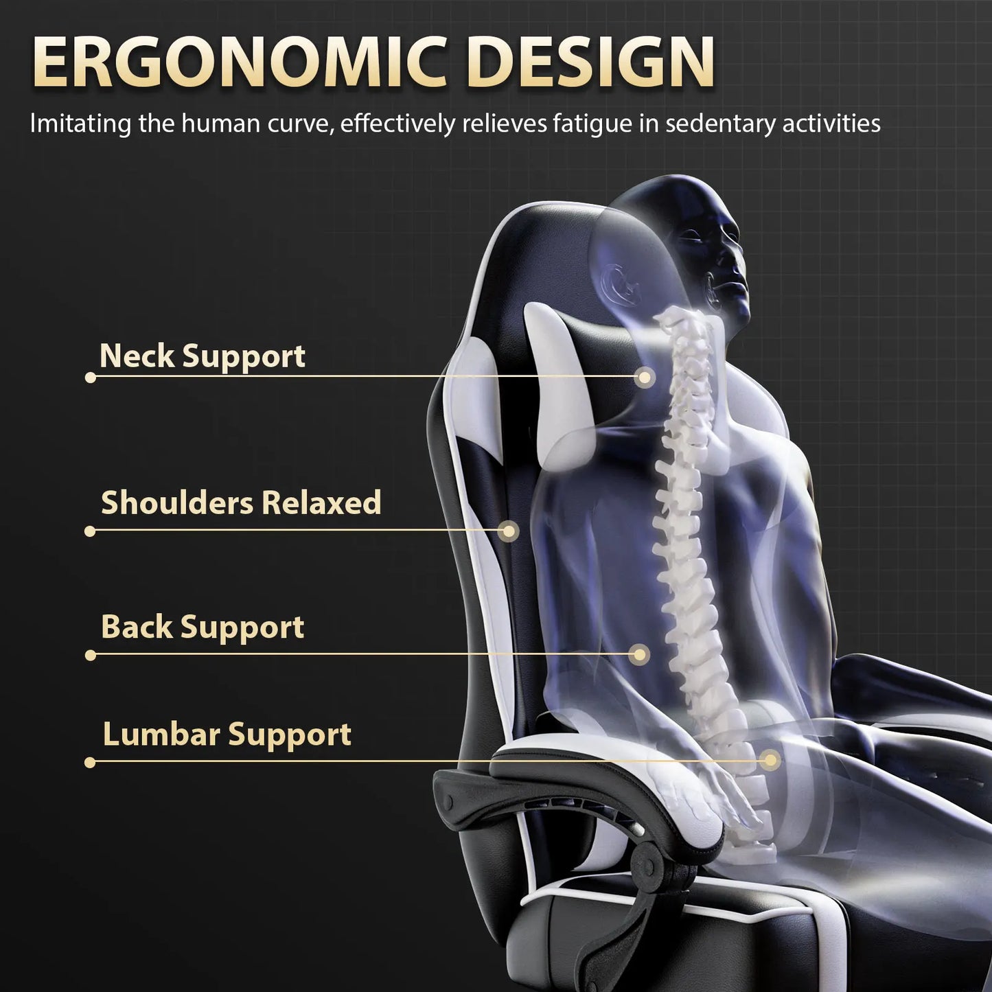AnYu Furniture Ergonomic Gaming Chair With Footrest And Lumbar Support