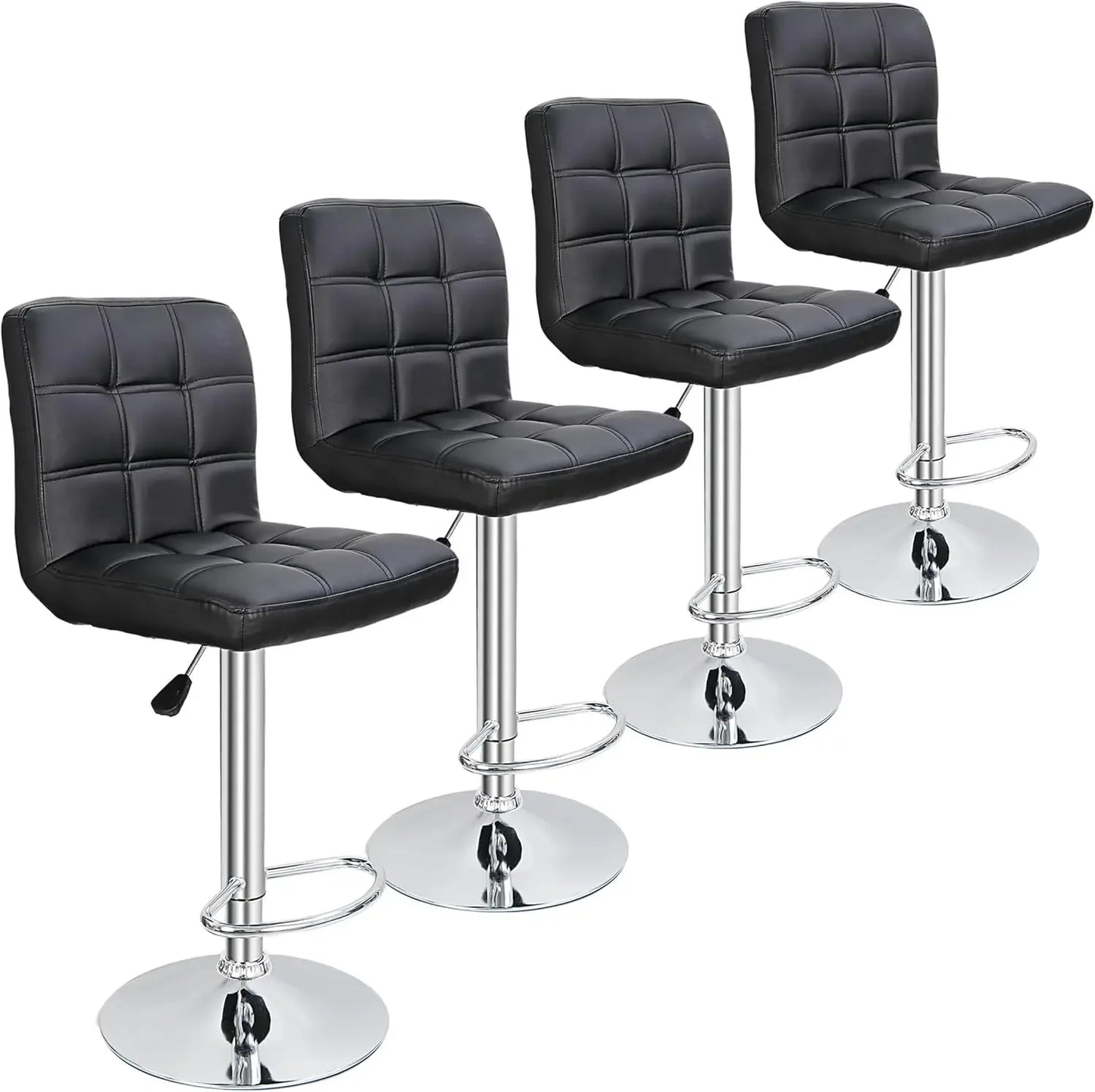 Set Of 4 Adjustable Swivel Barstools In PU Leather