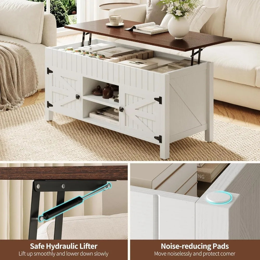 Lift Top Coffee Table With Storage Farmhouse Wood Center Table