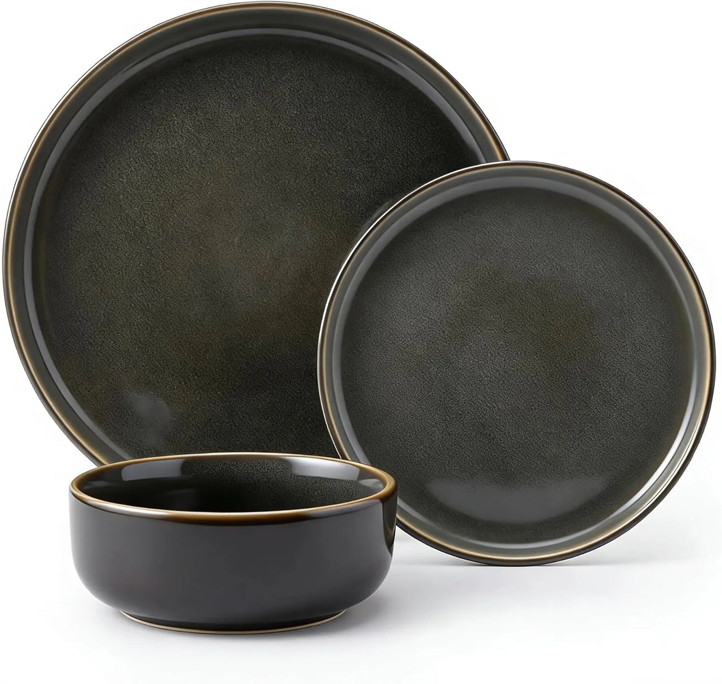 Plates and Bowls Sets,12 Pieces Round Porcelain Dinnerware Sets,Dishes, Plates, Dishware Sets,Chip Resistant Ceramic Dis