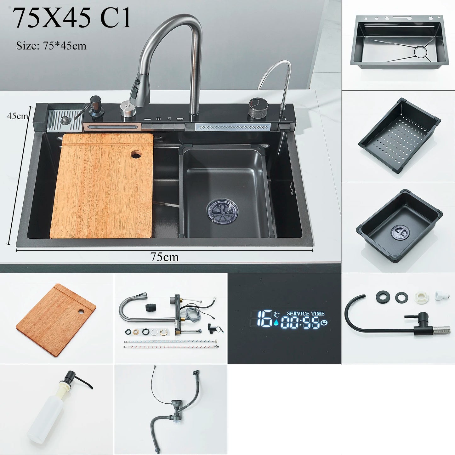 Shinesia Stainless Steel Kitchen Faucet Set With Digital Display